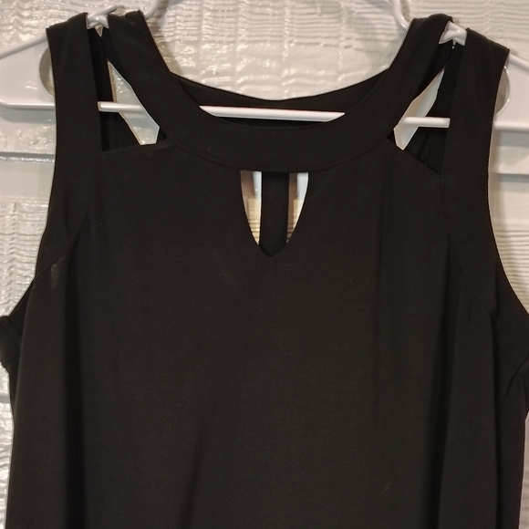 A.U.W Strappy Black Sleeveless Stretch Blouse Top  Women Medium 90s Witchy Chic - Picture 2 of 9